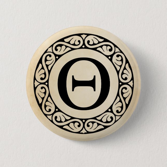 Macaron Rond 5 Cm Thêta de lettre d'alphabet grec (Devant)