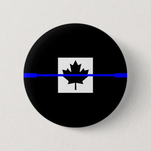 Macaron Rond 5 Cm Thin Blue Line sur le drapeau canadien Décoration