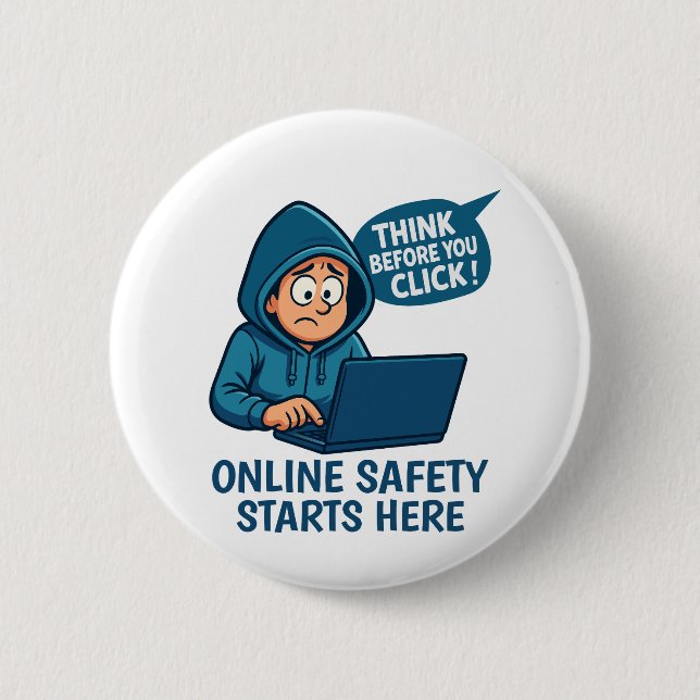 Macaron Rond 5 Cm Think Before You Click - Online Safety Awareness (Devant)