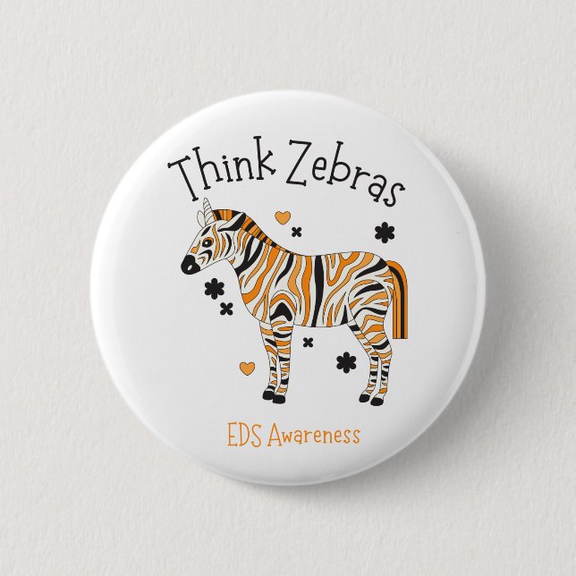 Macaron Rond 5 Cm "Think Zebras" Ehlers Danlos Syndrome Button (Devant)