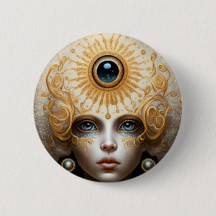 Macaron Rond 5 Cm Third Eye Goddess Fantasy Art