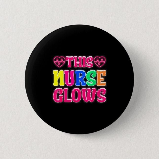 Macaron Rond 5 Cm This Nurse Glows Nursing Glow Retro  (Devant)