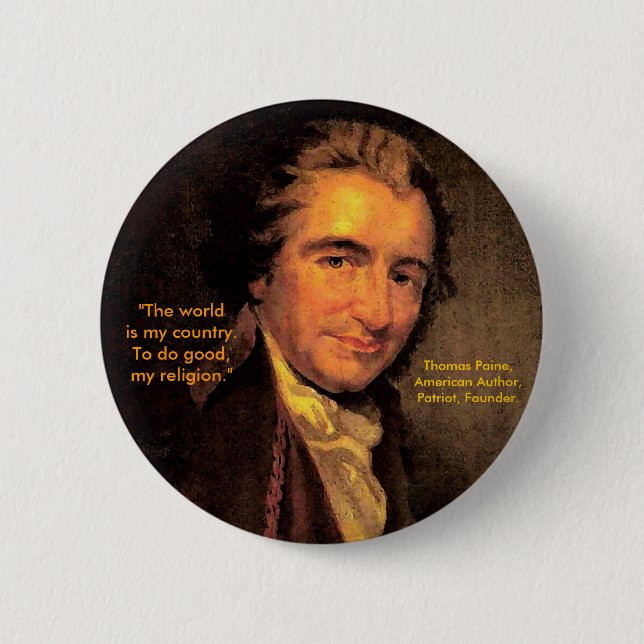 Macaron Rond 5 Cm Thomas Paine, Américain - bouton (Devant)