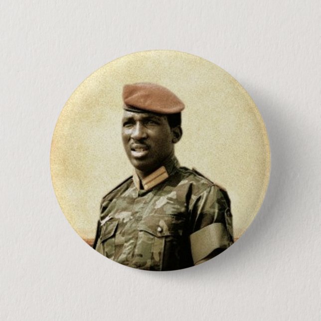 Macaron Rond 5 Cm Thomas Sankara - Burkina Faso - président africain (Devant)