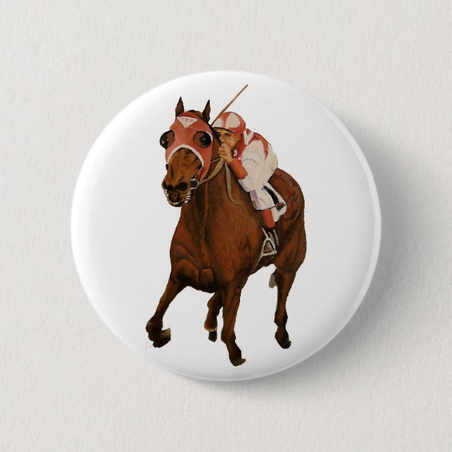 Macaron Rond 5 Cm Thoroughbred Race Horse gagne Classic (Devant)