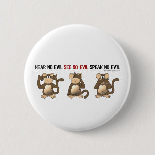 Macaron Rond 5 Cm Three Wise Monkeys Buttons