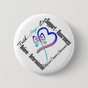 Macaron Rond 5 Cm Thyroid Cancer Faith Hope Love Butterfly