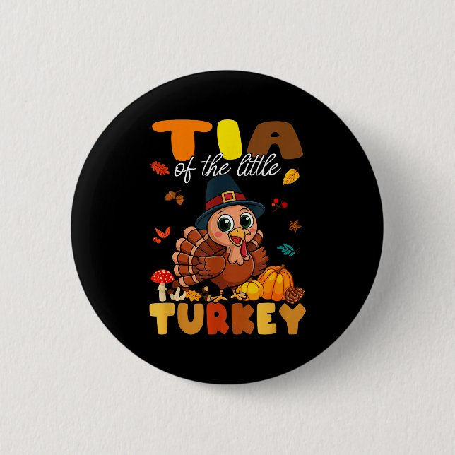 Macaron Rond 5 Cm Tia Of The Little Turkey Thanksgiving Baby Shower  (Devant)