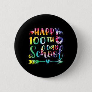 Macaron Rond 5 Cm Tie Dye Joyeux 100ème Jour De L'Enseignant Étudian