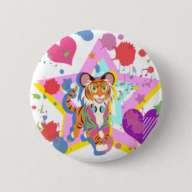 Macaron Rond 5 Cm Tiger (Devant)