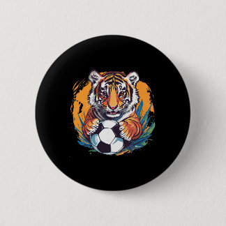 Macaron Rond 5 Cm Tiger Soccer Byll Fierce Jungle Animal