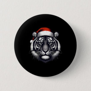 Macaron Rond 5 Cm Tigre avec chapeau de Père Noël Noël Xmas Amoureux