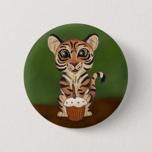 Macaron Rond 5 Cm Tigre d'anniversaire