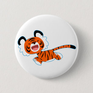 Macaron Rond 5 Cm Tigre De Carton Mignonne Sur Le Bouton De Coupage