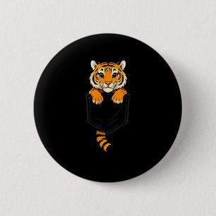 Macaron Rond 5 Cm Tigre Drôle Qui Regarde Dans La Poche Amoureux Des