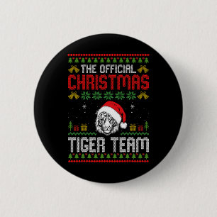 Macaron Rond 5 Cm Tigre portant un chapeau de Père Noël Lumières de