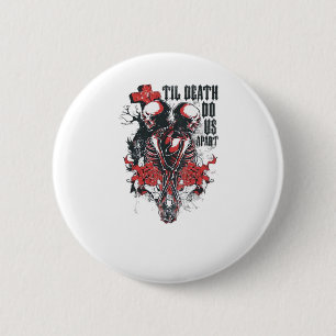 Macaron Rond 5 Cm Till Death Do Us Part - Minimalist Skeleton Art Fo