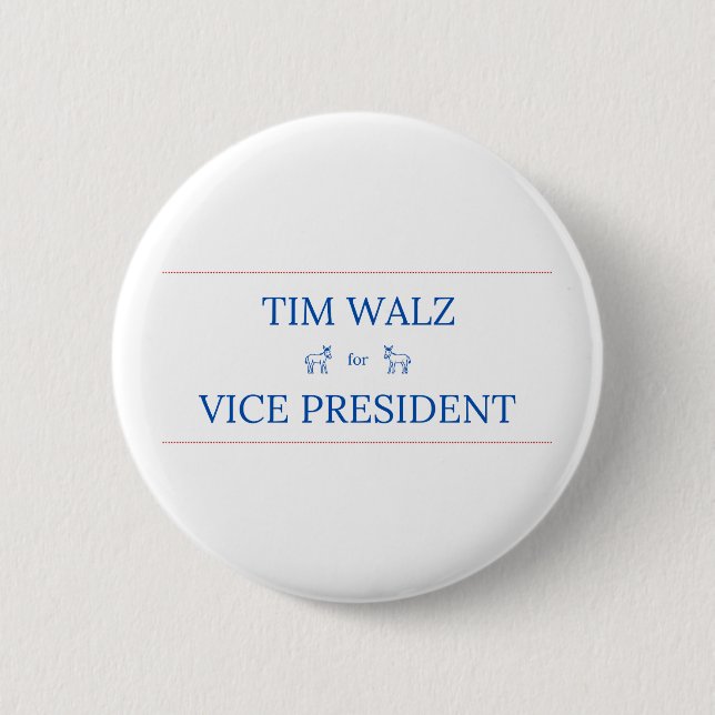 Macaron Rond 5 Cm Tim Walz pour le vice-président Button (Devant)