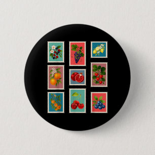 Macaron Rond 5 Cm Timbre de fruits d'été Timbre vintage de fruits