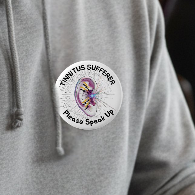 Macaron Rond 5 Cm  Tinnitus Sufferer Please Speak Up Hearing Conditi (Créateur téléchargé)