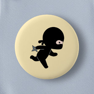 Macaron Rond 5 Cm Tiny Ninja coule sur Jaune