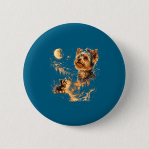 Macaron Rond 5 Cm Tireur Yorkshire Terrier drôle Hurlement Lune Vint