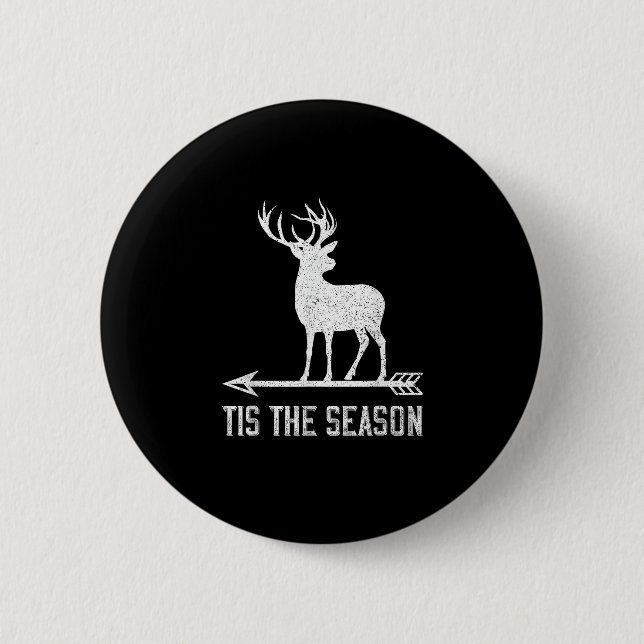Macaron Rond 5 Cm Tis The Season Funny Deer Hunting (Devant)