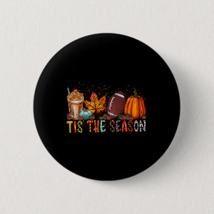 Macaron Rond 5 Cm Tis The Season Pumkin and Spice Football Hallowee
