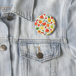 Macaron Rond 5 Cm Tissu à motif de fruits d'été   Pastèque tropicale
