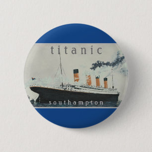 Macaron Rond 5 Cm TITANIC Party Blue Vintage White Star Line Navire