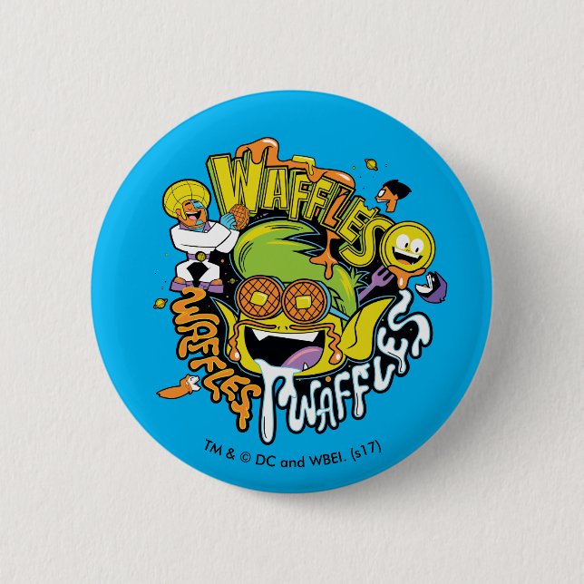 Macaron Rond 5 Cm Titans Ados, allez ! | Beast Boy Waffles (Devant)