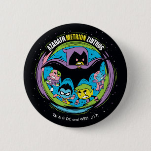 Macaron Rond 5 Cm Titans Ados, allez !   Corbeau "Azarath Metrion Zi