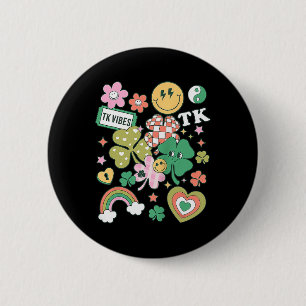 Macaron Rond 5 Cm Tk Vibes Rétro Enseignant St Patricks Day Trèfle C