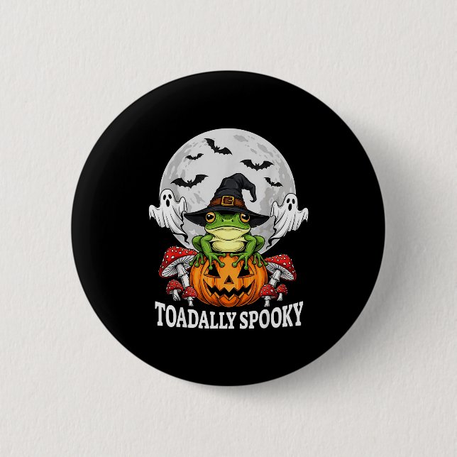 Macaron Rond 5 Cm Toadally Soky Funny Halloween Frog On Pumpkin Full (Devant)