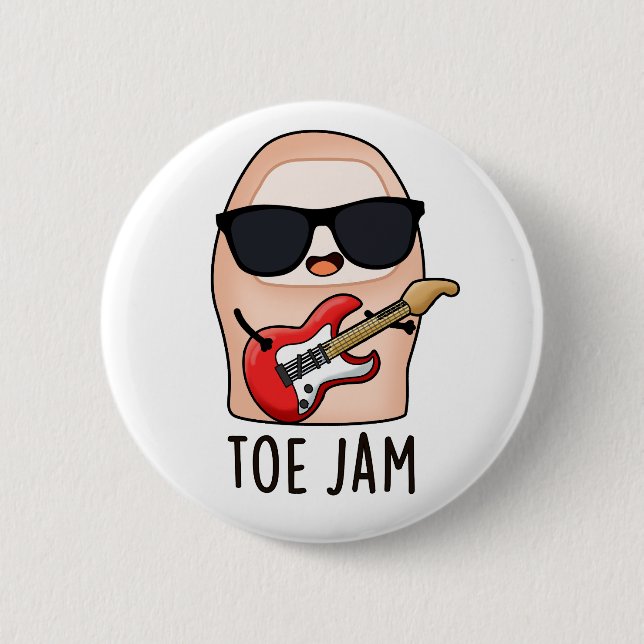 Macaron Rond 5 Cm Toe Jam Funny Big Toe Music Pun (Devant)