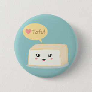 Macaron Rond 5 Cm Tofu kawaii demandant aux gens d'aimer le tofu