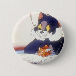 Macaron Rond 5 Cm Tom And Jerry Read a Book