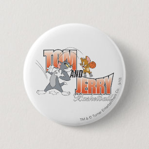 Macaron Rond 5 Cm Tom et basket-ball 3 de Jerry