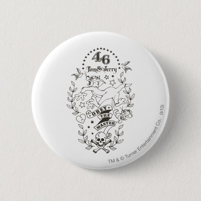 Macaron Rond 5 Cm Tom et Jerry Obey Le Maître 1 (Devant)