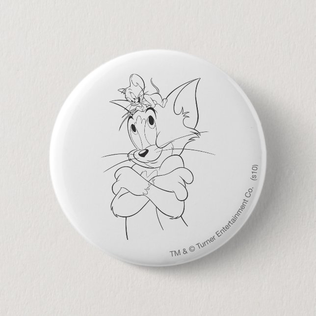 Macaron Rond 5 Cm Tom et Jerry On Head (Devant)
