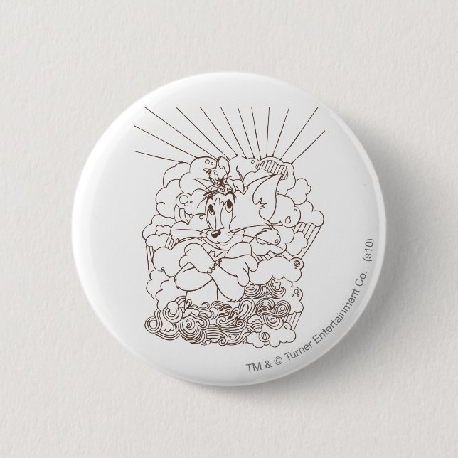 Macaron Rond 5 Cm Tom et Jerry Outline (Devant)