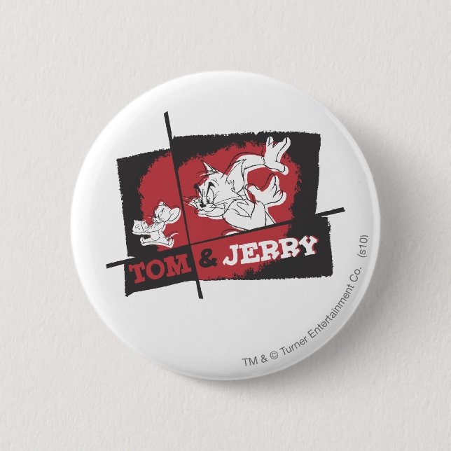 Macaron Rond 5 Cm Tom et Jerry Red et Black (Devant)