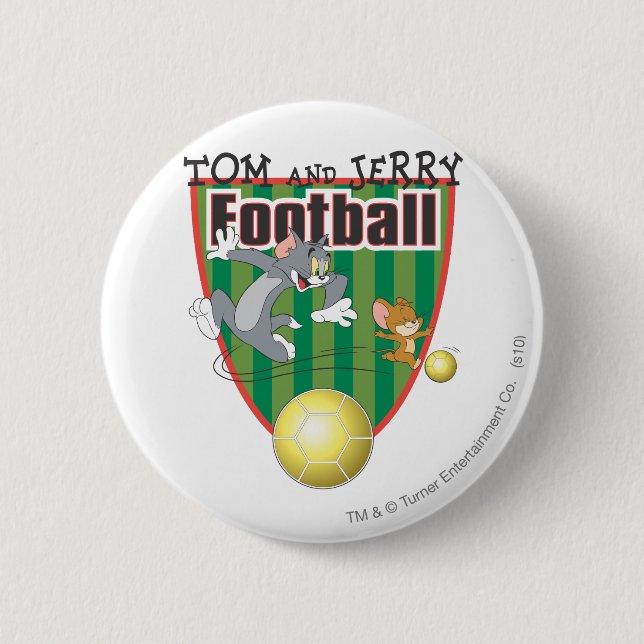 Macaron Rond 5 Cm Tom et Jerry Soccer (Football) 6 (Devant)