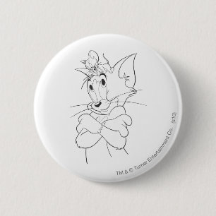 Macaron Rond 5 Cm Tom et Jerry sur la tête