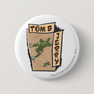 Macaron Rond 5 Cm Tom et Jerry sur un divan bronzage