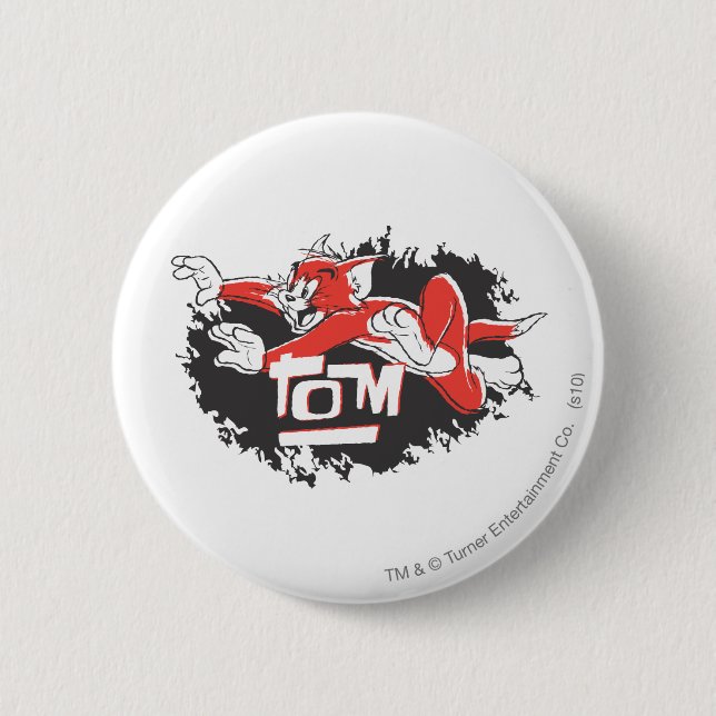 Macaron Rond 5 Cm Tom Logo noir et rouge (Devant)