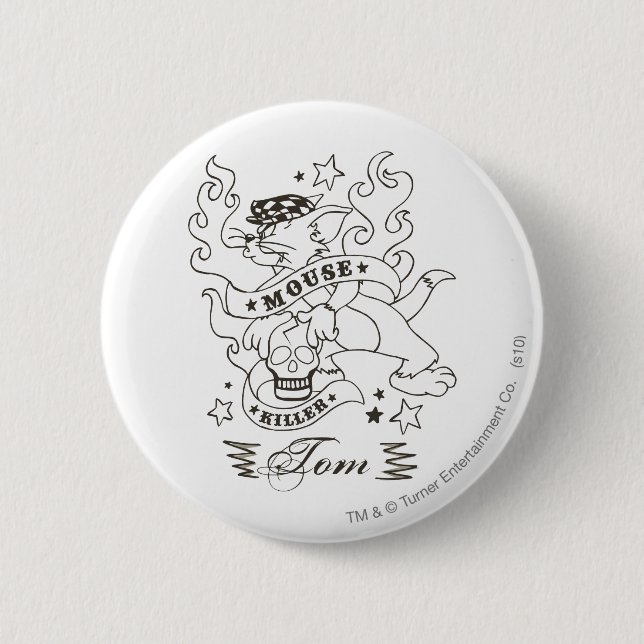 Macaron Rond 5 Cm Tom Souris Tueur Tatouage 1 (Devant)