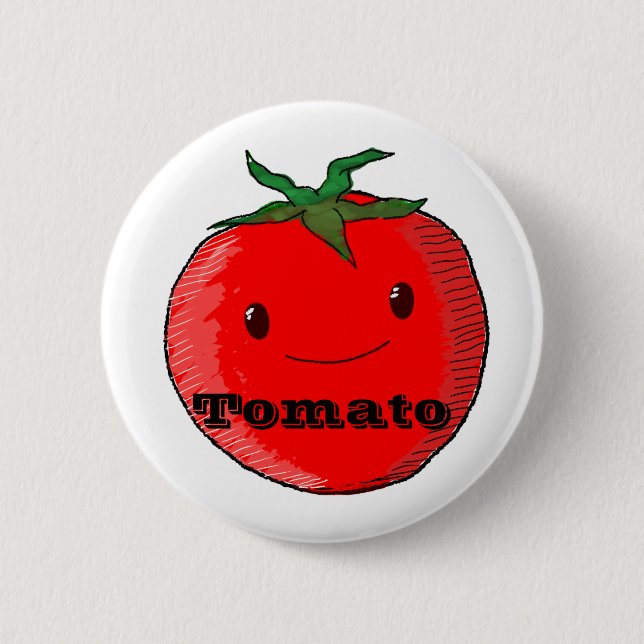 Macaron Rond 5 Cm Tomate Cartoon Cute Avec Texte (Devant)