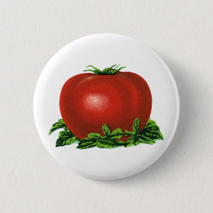 Macaron Rond 5 Cm Tomate Rouge Mûr Vintage, Légumes et Fruits