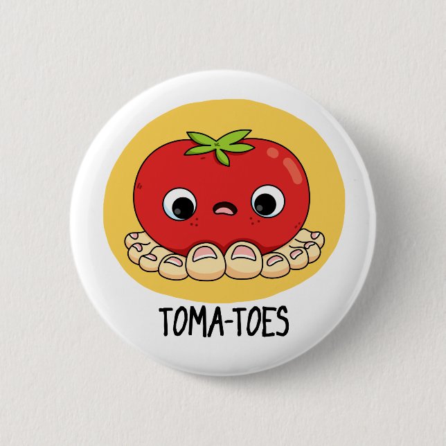 Macaron Rond 5 Cm Tomates Drôle Tomate Avec Jeu D'Orteils (Devant)